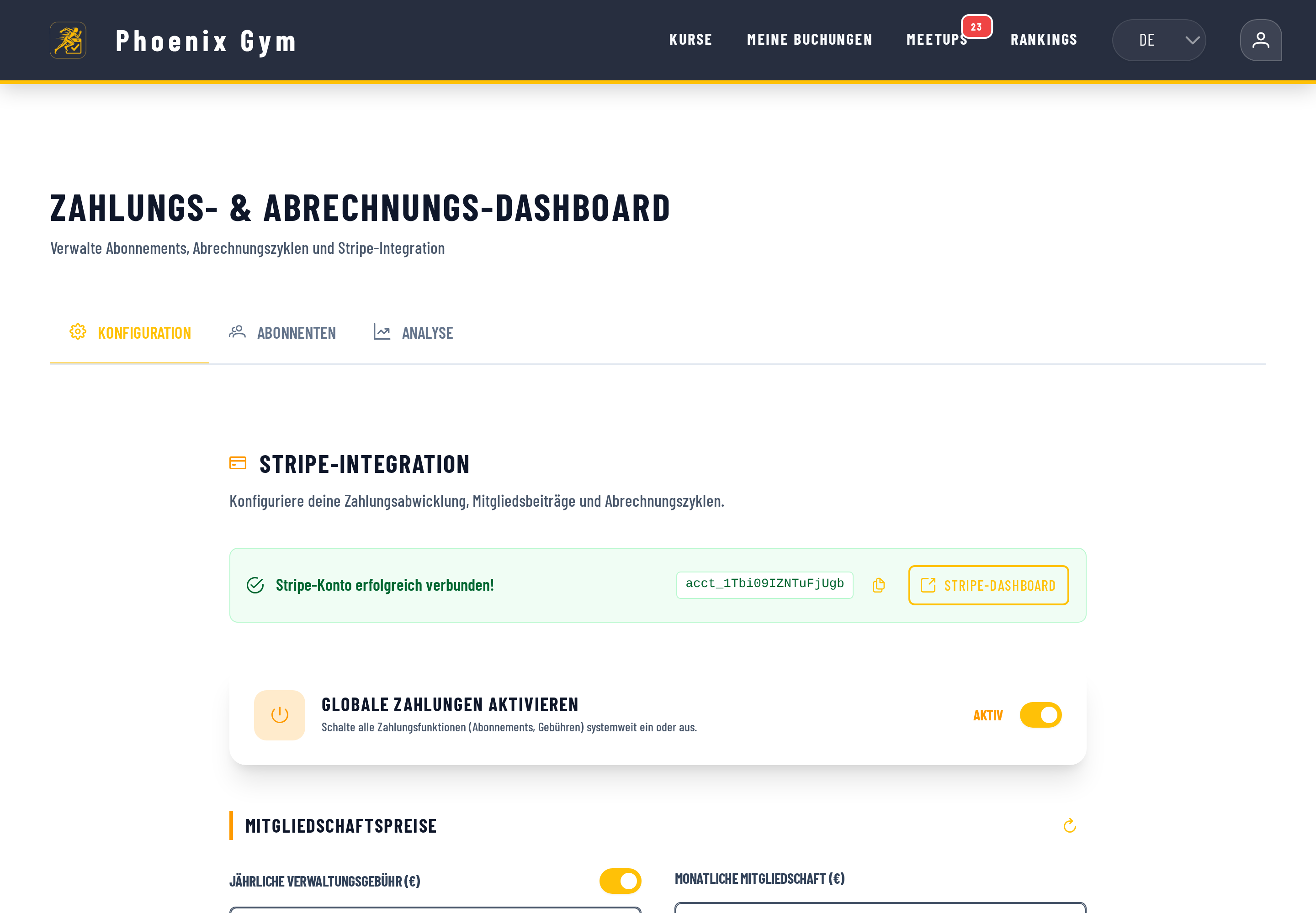 Admin Zahlungs-Dashboard